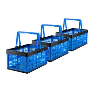 Grizzly Lot de 3 Caisse de Rangement Pliante avec poign&eacute;es - 16 L - Panier pliable - Empilables (GRIZZLY SHOP, neuf)