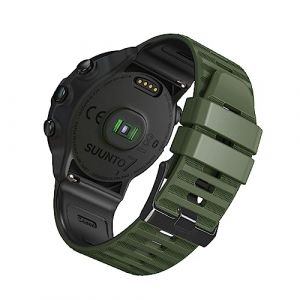 RoiYeel Bracelet Compatible avec Suunto 9/Suunto 7/Suunto 9 Baro/Suunto D5/Suunto Spartan Sport, Bande Remplacement Montre Silicone Souple pour Suunto 9 Spartan/Suunto 9 GPS Bracelet Vert armée Noir (Rosok_Home, neuf)