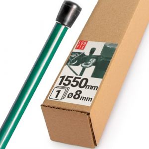 Poteaux clôture métal 1550 x 8 mm, poteau tige de tension PVC vert pour grillage jardin extérieur, accessoire robuste grillage rigide et piquet clôture électrique, poteaux métalliques résistants (LUN FIX, neuf)