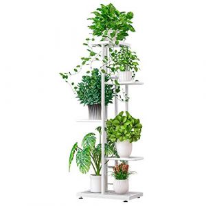 ZZBIQS 5 Niveaux Support pour Plantes, Étagère pour Plantes en Métal, Porte Plantes D'intérieur pour Plusieurs Plantes, Support Pot de Fleur le Balcon du Jardin, Salon, Bureau (98x43x22cm, Blanc) (ZZBIQK, neuf)