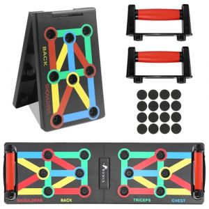 ROMIX Planche de Pompes Pliable Multifonction, Push Up Board Portable pour Entrainement de Force, Equipement Fitness pour Poitrine, Epaules, Dos et Triceps, Homme et Femme (ETHER FR, neuf)