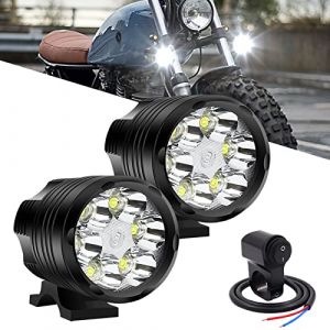 Biqing Feux Additionnels Moto,20W Phares LED de Moto Projecteur Avant Feux de Brouillard Supplémentaires avec Interrupteur Motos 12V 24V (jose201606, neuf)