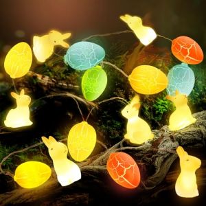 Ulikey Guirlande Lumineuse de Pâques, 2 M 20 LED Lumières de Oeufs de Pâques, Fonctionne avec Piles, avec œufs de Pâques, Poulet, Lapin, Easter Egg Guirlandes, pour Pâques Décoration Fête (3) (HALOROMAN  ETRADE, neuf)