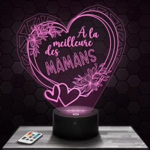 Lampephoto.fr Lampe de chevet, Veilleuse tactile, Cadeau coeur la meilleure des mamans, Cadeau maman, id&eacute;e cadeau No&euml;l, cadeau lumineux, la meilleure maman, la meilleure m&egrave;re, cadeau f&ecirc;te des m&egrave;res (CS LASER, neuf)