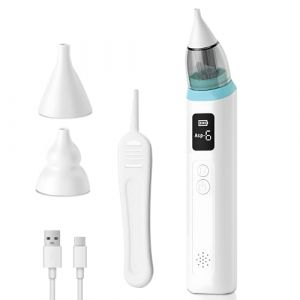 WDKXCN Mouche Bebe Electrique, Rechargeable Mouche Bébé avec 6 Niveaux d'Aspiration, 2 Embouts en Silicone Souple et Écran LCD, Mouche-Bébé Aspirateur Nasal Bebe Electrique (HEJIADEYA, neuf)