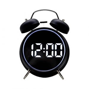 SUNOYA Reveil Vintage Double Cloche, R&eacute;veil &Agrave; Double Cloche, Reveil Horloge Digitale sans, sans Tic Tac, Affichage LED, Bruit, Fonctionne sur Piles Sonnerie Forte pour Les Dormeurs Profonds(Noir) (DING VICTORY LIMITED, neuf)