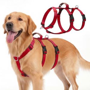 Ledeak Harnais Chien Anti Traction, Harnais Anti-Traction Chien R&eacute;glable avec Poign&eacute;e Contr&ocirc;le, Facile &agrave; Mettre, Respirant, Durable, Arnet pour Chiens Moyen et Grand (Rouge, L) (Deeying, neuf)