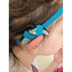 Bandeau antiderapant pour implant et prothese auditive taille ajustable (Bleu, Taille ajustable) (SOFIZZE, neuf)