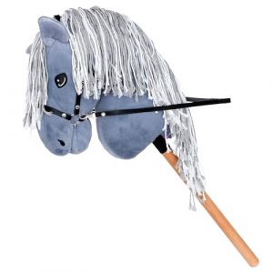 Start Hobby Horse Cheval de bataille en peluche avec bâton en bois - Cheval bâton réaliste avec longue crinière à coiffer - Cheval de jeu doux pour enfants (Gracie (gris), A3) (Horse Trade, neuf)