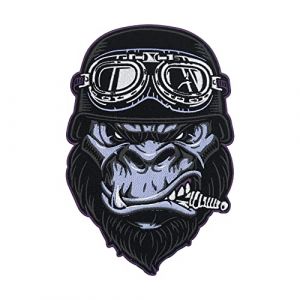 Grand écusson thermocollant Gorilla pour gilets en cuir | Patchs de moto à coudre sur le dos, veste de moto, écusson de dos, écusson de moto (Finally Home Shop, neuf)