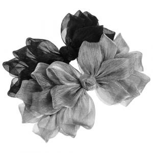 FONDOTIN Lot de 2 Barrettes N&oelig;ud en Organza Gris et Noir Pinces &agrave; Cheveux &agrave; Ressort Stables pour Mariage et F&ecirc;tes Accessoires Coiffure F&eacute;minine &Eacute;l&eacute;gants pour Chignons et Queues de Cheval (KIOONG, neuf)