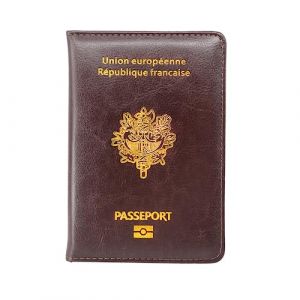 EASYLAVIE Porte Passeport Housse Prot&egrave;ge Passeports Cuir Pochette &eacute;tui pour Passeport Voyage Protection Housse de Passeport (Marron Dorant) (Injoyful, neuf)