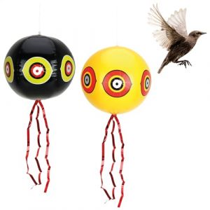 COM-FOUR&reg; 2X Ballon Anti-Oiseaux - &eacute;pouvantail &agrave; Suspendre avec Yeux r&eacute;fl&eacute;chissants et Rayures cr&eacute;pitantes - effaroucheur d'oiseaux pour &eacute;tourneaux, Corbeaux, choucas, Pigeons (2 pi&egrave;ces - Ballon) (COM-FOUR  Vertriebs GmbH, neuf)