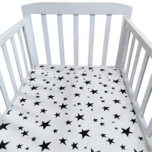 Hiseng Drap Housse Landau Berceau Lit d'Appoint, Étoile Animal Draps-Housses pour Un Lit Bébé, Coton Housse de Matelas Universels Élastique Protège Matelas pour Enfant (Noir,150x80cm) (Hiseng, neuf)