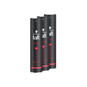 Schwarzkopf Taft Lot de 3 laques capillaires puissantes (3 x 250 ml) - Tenue 5 - Pour tous les types de cheveux - Tenue forte jusqu'à 72 heures - Formule végétalienne (CBL Industries, neuf)
