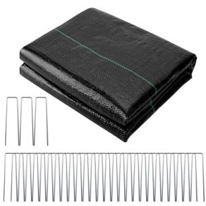 Toile de Paillage 2x25M, 50㎡ Geotextile Anti Repousse 90g/m² Géotextile, Bache Anti Mauvaise Herbe, Bâche Résiste Rayons UV, Toile Anti Mauvaises Herbes/Bache de Paillage pour Aménagement Paysager (BOJIEDIANZI, neuf)