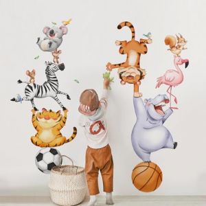 Tanlaby Animaux de la Jungle Autocollant Mural Cirque Animaux Stickers Muraux Koala Tigres Zèbre Hippopotame Décoration Murale pour Chambre Enfants Bébé Pépinière Salon (JDD store, neuf)