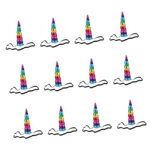 Ipetboom 12 Pièces Bandeau de licorne arc-en-ciel -tête en corne bandeau en corne Couvre-chefs de licorne Bande de cheveux de licorne Élastique Colorful (hikarish, neuf)