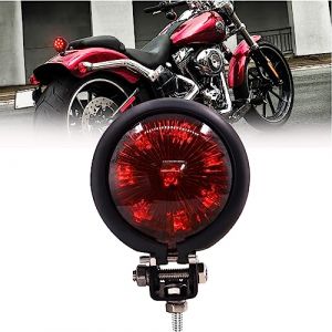 1PC 12V Moto Feux Arri&egrave;re Rouge,Universal Rond 8LED Feu Stop LED Frein Arri&egrave;re Lampe Feu de pour Street Bike Chopper Bobber Cafe Racer Cruiser (jose201606, neuf)