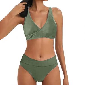 Maillot Transbronzant Femme 2 Shorty Femmes Taille Haute Bikini Sexy Push Up Deux pièces Maillots de Bain Vintage Maillot de Bain Deux pièces rétro froncé Maillot De Bain Ventre Plat Femme Ensemble (goodups, neuf)