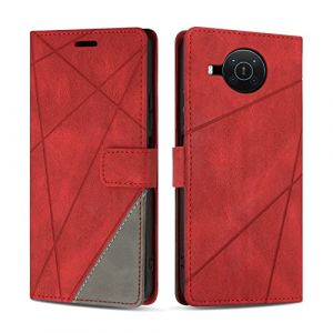 SONWO Etui Coque pour Nokia X10 / Nokia X20, Protection Housse en Cuir PU Portefeuille Livre pour Nokia X10 / Nokia X20, Emplacements Cartes, Rouge (SONWO EU STORE, neuf)