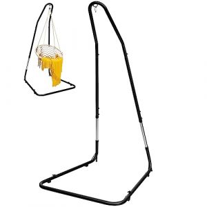 KOMFOTTEU Cadre de hamac, support de fauteuil suspendu, réglable en hauteur, cadre en fer avec crochet, support de siège suspendu autoportant, stable, charge maximale 150 kg, pour l'intérieur, patio, (Komfort GmbH, neuf)