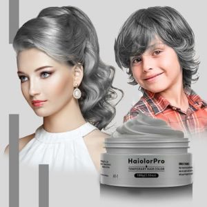 HaiolorPro Gris Cire Colorante Cheveux Homme et Femme, Gel Spray Colorant Cheveux pour Enfants, Maquillage de Coloration Temporaire Cheveux F&ecirc;tes ou Cosplay (Gris) (HaiolorProDirect, neuf)