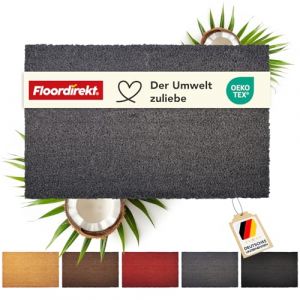 Floordirekt Paillasson pour l'int&eacute;rieur et l'ext&eacute;rieur, 80x100 cm Gris, Tapis de porte en coco, paillasson pour porte d'entr&eacute;e, antid&eacute;rapant, paillasson en coco, tapis d'entr&eacute;e, passe-porte (24mm) (MEISTEREI, neuf)