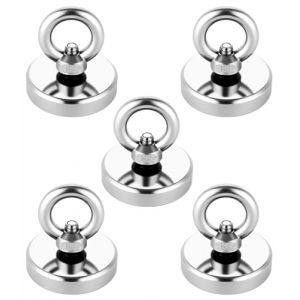 Cexovo 5 Pieces Aimant de Pêche Super Puissant,Diamètre 32mm Aimant Neodyme 32kg Force Aimant en Néodyme Super Fort Aimant au Néodyme Super Puissant Idéal pour Pêche Magnétique Récupération de Rivière (DAL MAGLO S.R.L., neuf)