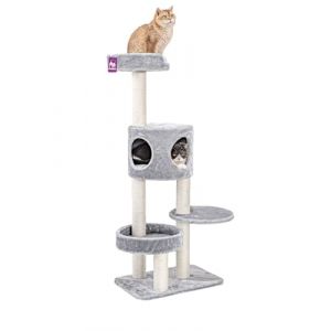 Petrebels Residence Arbre &agrave; chat avec niche pour chats de petite et moyenne taille, 142 cm de haut, gris (Petrebels, neuf)