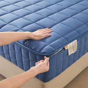Housse de Matelas Int&eacute;grale Demenagement 140x190 Personnalisable Housse pour Matelas de Protection avec Fermeture &Eacute;clair Respirante Protege Matelas Matelass&eacute; &agrave; Cinq C&ocirc;t&eacute;s Surmatelas(90x190+20cm,Blue A (LJQAILJYLJY, neuf)