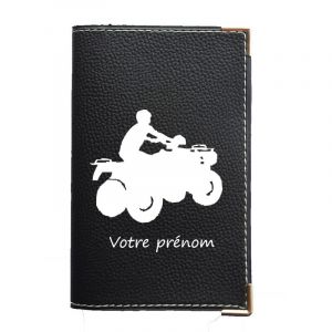 Syl'la Porte Carte Grise et Papier Voiture en Simili pour Femme ou Homme Noir (Quad personnalisé avec prenom) (sylla city, neuf)