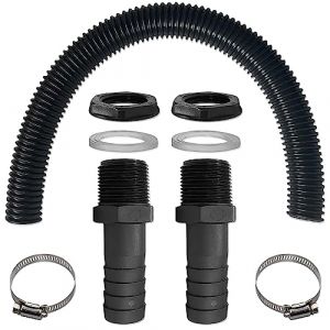 mizikuu Tuyau de Raccordement du Recuperateur Eau de Pluie, Kit de Raccordement pour Recuperateur d Eau de Pluie Tuyau de Raccordement de 50 cm et 2 Passages de 25 mm avec Embout de Tuyau (JINJIE LIMITED, neuf)
