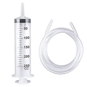 250ML Grande Seringue en Plastique avec Tube PVC,Seringue Plastique,Seringue Sans Aiguille,Seringue Alimentaire 250ML,Réutilisable Seringue pour Laboratoire,Industrie,Mesure de Liquide (LEdoudouLE, neuf)