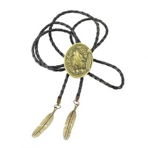 DINSOAVR Cravates, faux colliers, cravate occidentale en corde de cuir western vintage en métal tête de loup pendentif collier occidental (guangzhoujucikejiyouxiangongsi, neuf)