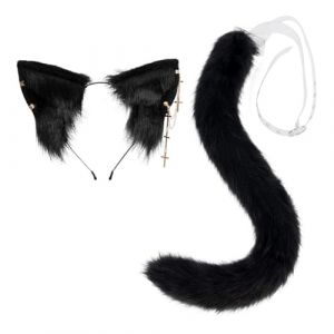 Bandeau &agrave; Oreilles de Chat, Serre-t&ecirc;te d'oreille de Chat, Oreilles de Chat noir en Fausse Fourrure, Cosplay Animaux D&eacute;guisement Costumes pour Halloween, Carnaval, F&ecirc;te de No&euml;l (Set) (iShang Direct, neuf)