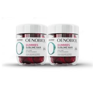 Oenobiol Gummies Hair - Favorise la Croissance, Redonne du Volume - Programme 2 Mois - 2 x 60 Gummies - Ar&ocirc;me Naturel Cerise - Compl&eacute;ment Alimentaire - sans Sucre - Vegan - Made In France (Para Sant&eacute; Services, neuf)