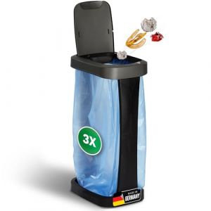 Novaliv Lot de 3 supports pour sacs poubelle avec couvercle pour sacs poubelle de 70L-120L, extra robustes et position stable adapt&eacute;s pour l'ext&eacute;rieur, support pour sac jaune porte-sac jaune support (AMP GmbH, neuf)