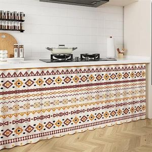 Liveinu Rideaux Armoire pour Armoire de Cuisine, Salle de Bain, Rideau Anti-poussi&egrave;re pour &eacute;tag&egrave;res, Rideaux sous l'&eacute;vier, Installation Crochet et Boucle, Blanc Vert, 140x80cm (istaZ EU, neuf)