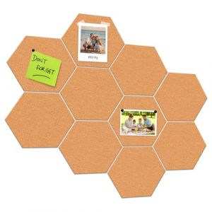 10 Pièces Liege Mural,Panneau Liege 6 mm D'épaisseur,Liege Autocollant Hexagonaux,Dimensions 20 Cm X 17,5 cm,Plaque de Liege Hexagonaux pour Murs de Photos ou Décoration Murale (BAIYANMO, neuf)