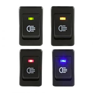 CGEAMDY 4 Pi&egrave;ces Voiture Moto de Lumi&egrave;re de Brume Interrupteur &agrave; Bascule, On/Off Interrupteur Bascule pour Voiture Auto, 4 Broches on/Off LED Commutateur &agrave; Bascule Bouton Rouge/Jaune/Bleu/Vert (CGE Auto, neuf)