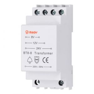 JIZZU Transformateur de Sonnette 230V Sortie 8V 12V 24V, Puissance 8VA, MBloc d'Alimentation pour Rail DIN Sonnette, Interphone, Visiophone (Li Cizhen trading company, neuf)