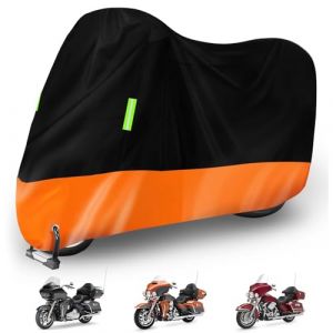 Bache Moto Exterieur Etanche,Housse Protection Moto Interieur Imperm&eacute;able Protection Maximale contre Pluie, Poussi&egrave;re, UV 265*105*125CM pour Scooter Mobylette (Noir+Couleur Orange, 265*105*125CM) (WangDeFu123, neuf)