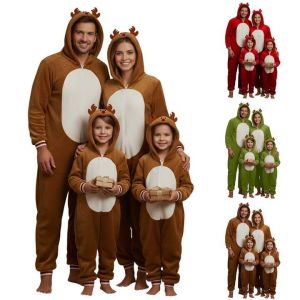 Combinaison Pyjama No&euml;l Famille Coton Combinaison Pyjama De Noel Famille Une Pi&egrave;ce avec Capuche Renne V&ecirc;tements De Familles pour No&euml;l Ensemble De Pyjamas No&euml;l Animal Costume Cosplay Mixte enfant (monair, neuf)