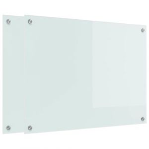 vidaXL Protection de Cuisine Blanc 80 x 60 x 0.8 cm Verre tremp&eacute;, Cr&eacute;ez Un Style Moderne, dosseret en Verre tremp&eacute;, Garde-Splash rectangulaire, prot&egrave;ge Mur pour Cuisiner (vidaXL FR, neuf)