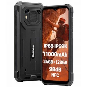 Blackview BV6200 Plus T&eacute;l&eacute;phone Incassable, 24GB+128GB, Batterie 11000mAh, Haut-Parleur Ultra-Fort 3W 98dB, 16MP+13MP, 6,56'' HD+, Android 15 Dual SIM IP68 &Eacute;tanche Smartphone D&eacute;bloqu&eacute;, NFC Noir (ANKITA TEXTILE LTD, neuf)