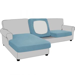 BXFUL Housse de Coussin Extensible de canapé Housse de Protection pour Meubles Housse de siège de canapé Couvre pour Canapé Protege de Meubles Antipoussière (Dossier-Coussin,Bleu lac) (ZIQIONG, neuf)