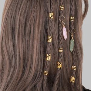 XCSJ 24 Pcs Bijoux De Cheveux R&eacute;glable Dreadlocks Accessoires Cheveux Viking Perles Dreadlocks En M&eacute;tal Perles De Barbe Bague Cheveux Viking Bijoux Pour Dreadlocks Pour Femmes Filles (Dor&eacute;) (HaoQing, neuf)
