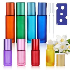 8 Pièces Roll on Vide Roll on Roll on Huiles Essentielles Flacon Huile Essentielle Vide Flacon Roll on en Verre Coloré Roll-on de 5ml/10ml pour Rechargeable Huiles Voyage Flacon Aromathérapie (Fantabuy, neuf)