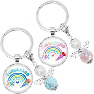 JYNVO 2 Pcs Cadeau de rentrée des classes, Porte-clés ange gardien de remplissage, Rentrée scolaire, Porte-bonheur, Boîte cadeau pour garçons et filles, Cadeau (ROBFLOR MARKET CARS, neuf)